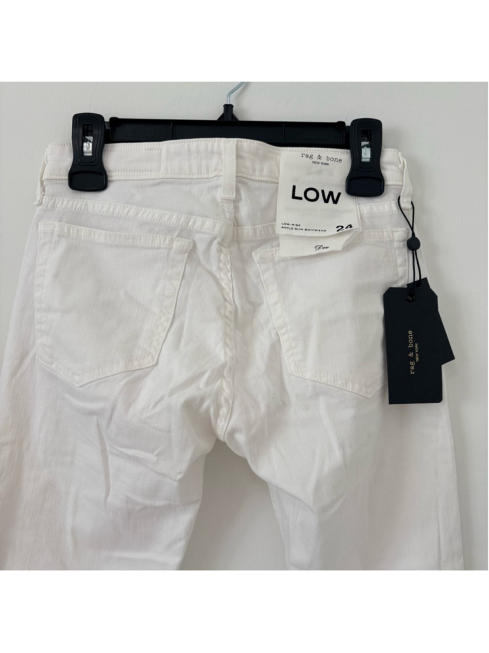 #329 Rag & Bone Dre Low-Rise Ankle Slim Boyfriend Jeans Sz 24 (13.75”W)White NWT - Picture 5 of 14
